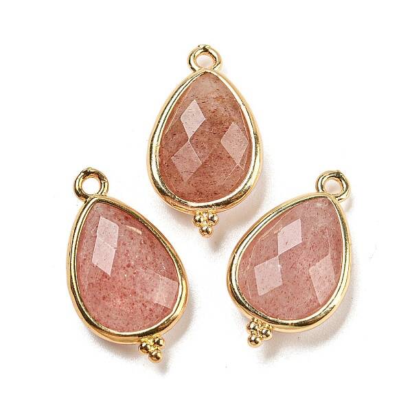 Natural Strawberry Quartz Faceted Pendants