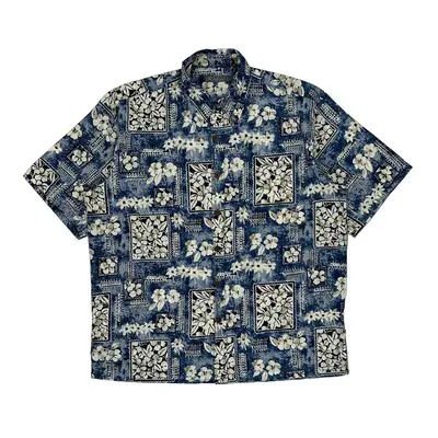 Koa Road Hawaiian Shirt - Large Blue Cotton