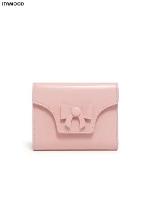 Women's Elegant Pu Leather Bowknot Design Short Wallet, Luxury Purses, Minimalist Trendy Solid Color Trifold Wallet, Chic Al...