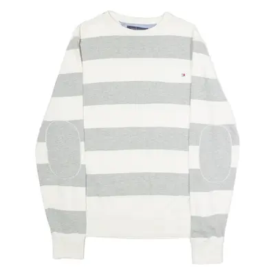 TOMMY HILFIGER Fit Striped Mens Sweatshirt White Crew Neck M