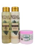 Nativa Herbal Hair growth and reconstruction kit Haircare Shampoo Conditioner Repair + Hair mask Soothing Cleansing Hair Care...