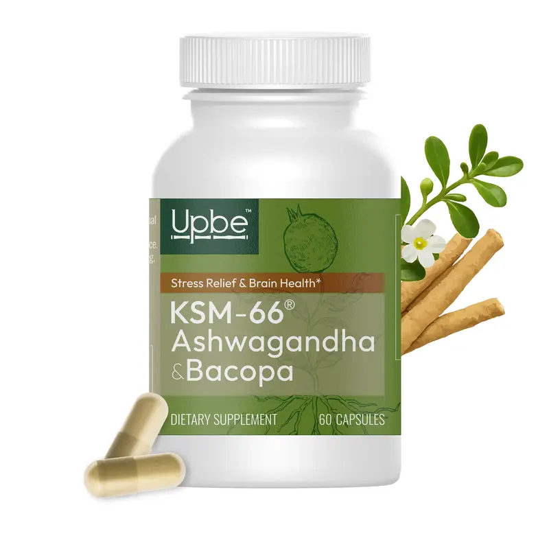 Upbe Ashwagandha & Bacopa for Stress, Focus & Hormonal Health –Energy Support for Men – PMS & Menopause Relief for Women ...