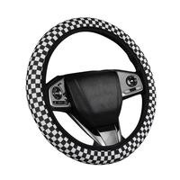 Checkerboard Pattern Car Steering Wheel Cover, Non-slip Car Steering Wheel Protector without Inner Ring, Car Steering Wheel C...