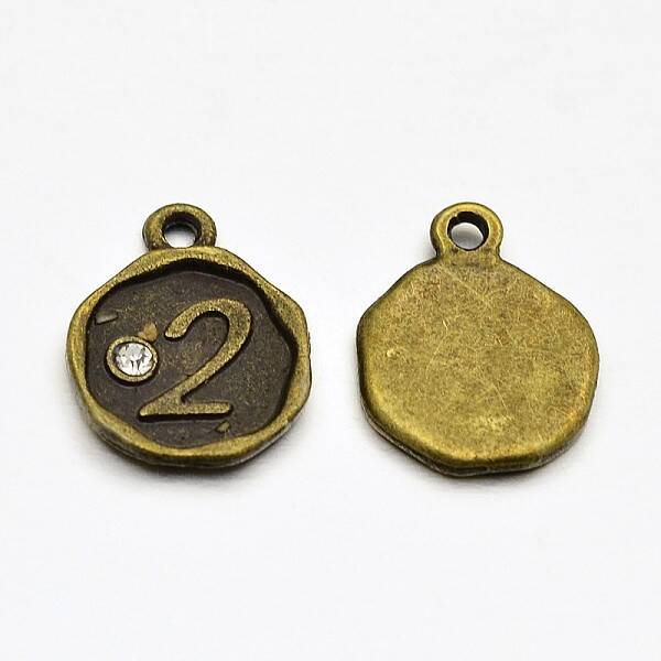 Antique Bronze Plated Alloy Rhinestone Charms