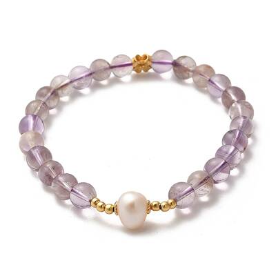 Natural Purple Lodolite Quartz Bead Bracelets
