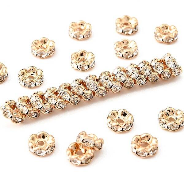 Brass Rhinestone Spacer Beads