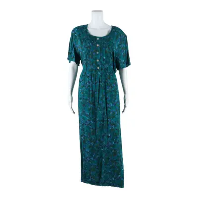 BETSY LAUREN Womens Day Dress Green Floral Short Sleeve Long UK 16