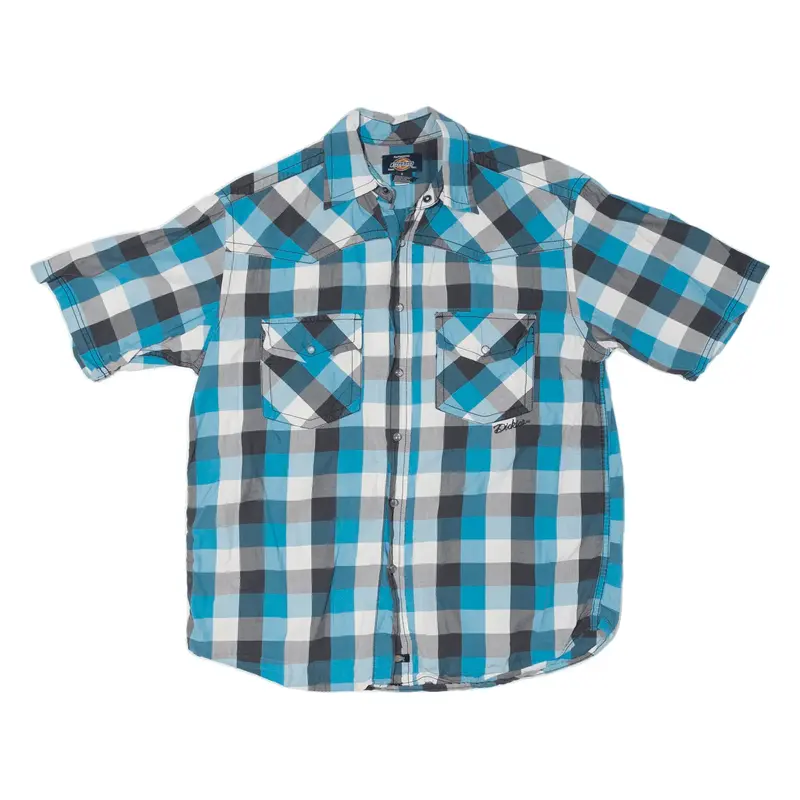 DICKIES Shirt Blue Check Short Sleeve Mens S