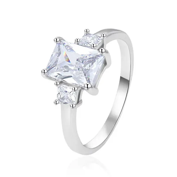 Agato AGT-R25W Sparkling Zirconia Silver Ring - Size: 56mm