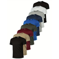 [9pcs Premium Solid Color T-Shirts] 9pcs Men's Premium Solid Color Crew Neck T-Shirts - Ultra-Breathable, Quick-Drying, Moist...