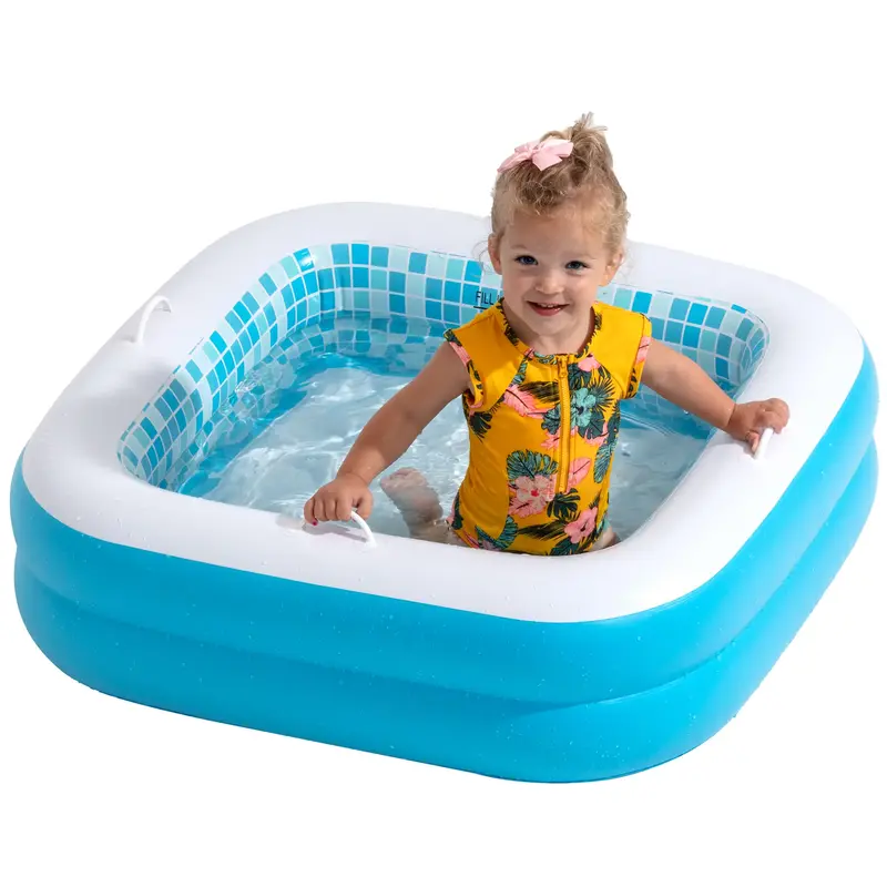 GRIP A POOL Baby Pool with Handles and Soft Floor - Inflatable Bathtub for Shower 34\
