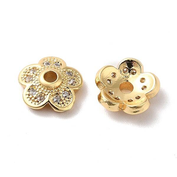 Brass Micro Pave Cubic Zirconia Bead Cap