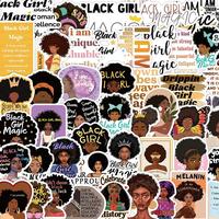 Black Girl Pattern Sticker, 50pcs/set Self Adhesive Decorative Stickers, DIY Decals for Water Bottle, Laptop, Phone Case, Scr...