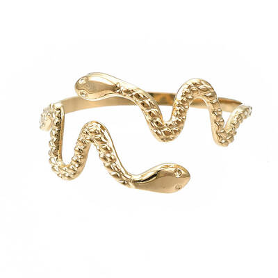 304 Stainless Steel Snake Wrap Open Cuff Ring