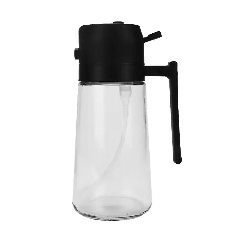Juvenixs 2-in-1 Kitchen Cooking Oil Dispenser and Spray Bottle, Glass/Plastic, 17 oz, Easy Clean, Classic Sturdy, Utensils