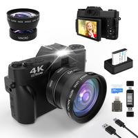 4k digital camera,vlogging camera, with 180°Flip Screen cameras for pictures,16x Digital Zoom，mic for camera vlog,32G TF C...