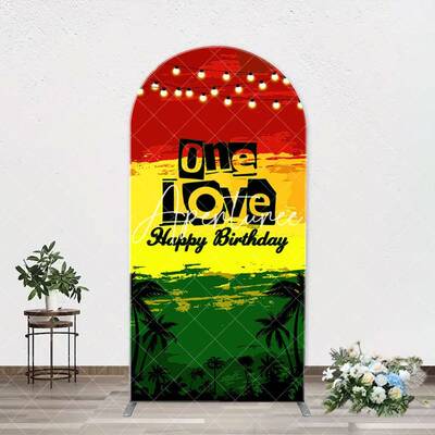 One Love Hawaii Evening Night Arch Birthday Backdrop