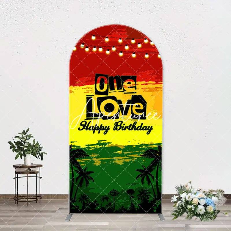 One Love Hawaii Evening Night Arch Birthday Backdrop