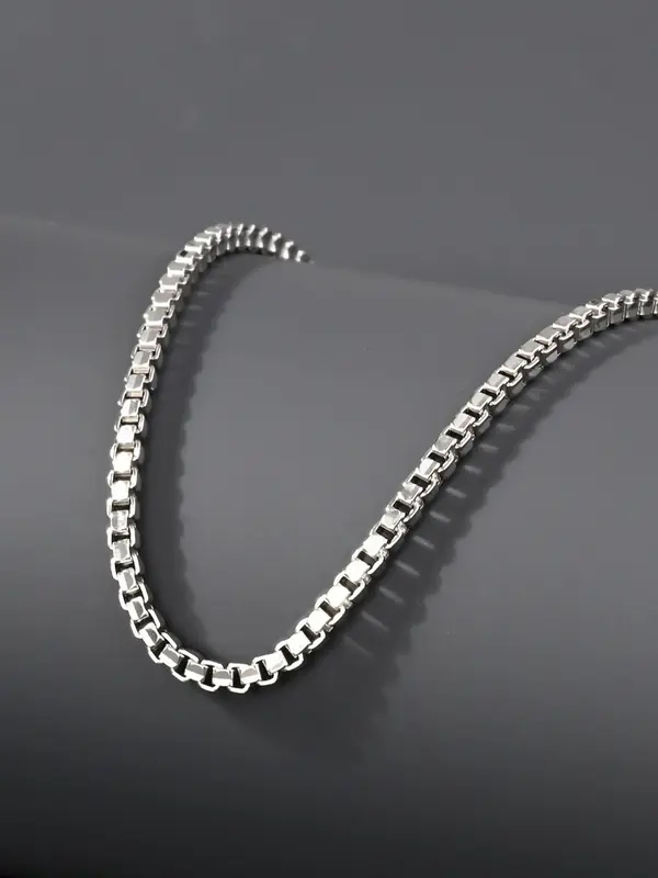 S925 Sterling Silver Elegant Style Box Chain Necklace, Fashionable Simple Design Chain Necklace, Elegant Jewelry Accessories ...