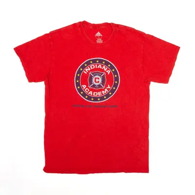 ADIDAS Indiana Academy Fire Training Sports T-Shirt Red USA Short Sleeve Mens S