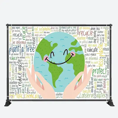 Save the Nature Happy Earth Day Green Theme Backdrop - Aperturee