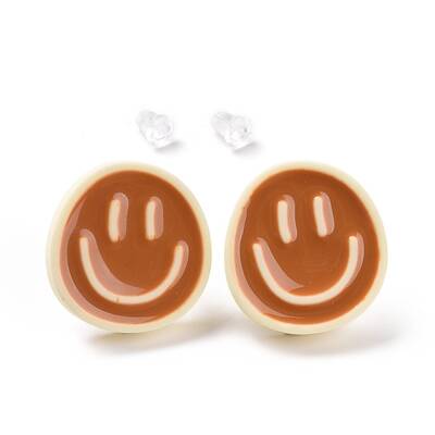 Smiling Face Resin Stud Earrings for Women