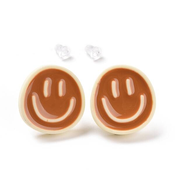 Smiling Face Resin Stud Earrings for Women