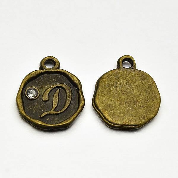 Antique Bronze Plated Alloy Rhinestone Charms
