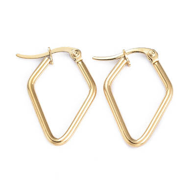 201 Stainless Steel Angular Hoop Earrings