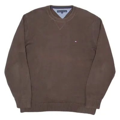 TOMMY HILFIGER Mens Jumper Brown Tight Knit XL