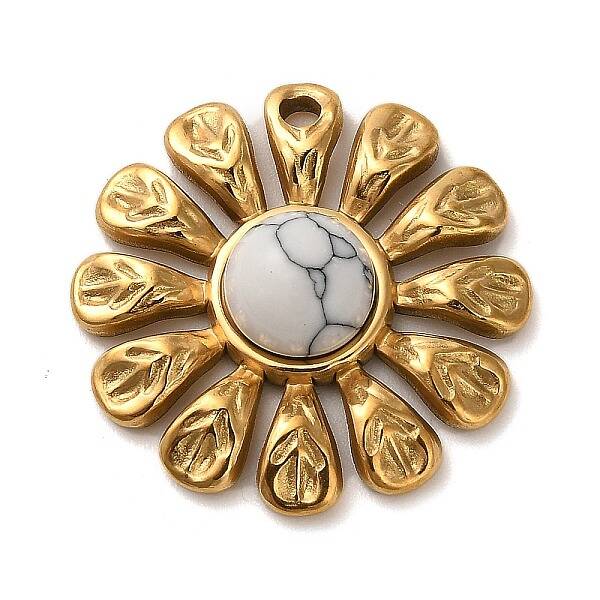 Natural Howlite Flower Pendants