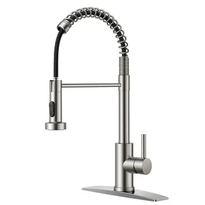 FORIOUS Kitchen Faucet with Pull Down Sprayer Stainless Steel 360 Rotation High Pressure Pull Out Single Handle Adjustable Si...