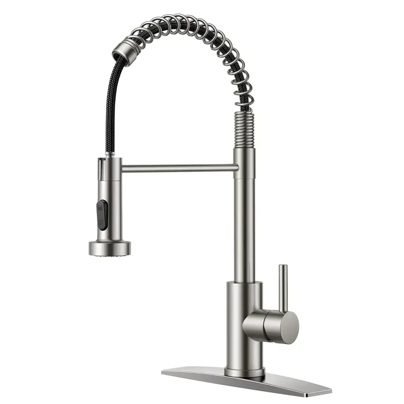 FORIOUS Kitchen Faucet with Pull Down Sprayer Stainless Steel 360 Rotation High Pressure Pull Out Single Handle Adjustable Si...