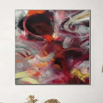 Burgundy and Gray as the basis of great abstraction / Large Modern Wall Art Painting / Large Abstract Painting on Canvas | RE...