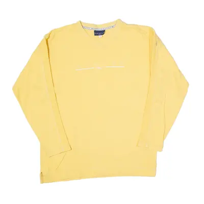 REEBOK Ribbed Sweatshirt Yellow V-Neck Womens L