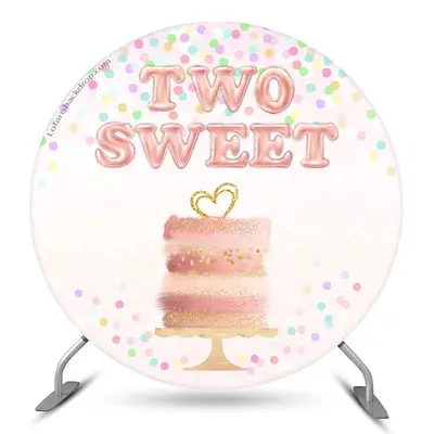 Aperturee Pink Two Sweet Cake Round 2Nd Birthday Backdrop | Circle Birthday Backdrop Cover | Round Backdrop For Birthday Part...