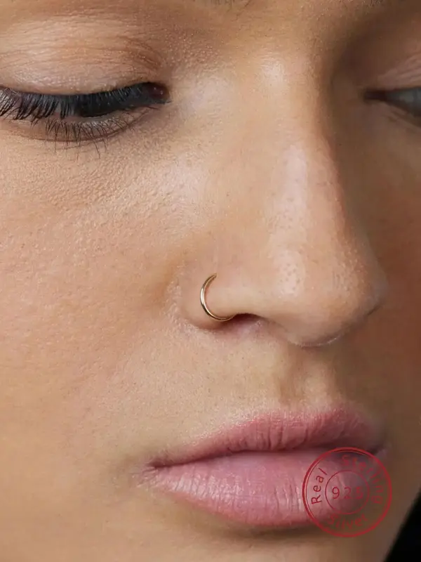 S925 Sterling Silver Nose Ring, Light Piercing Jewelry, Elegant and Simple, Nasal Septum Cartilage Spiral Body Jewelry Suitab...