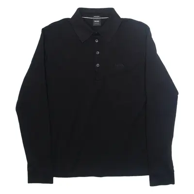 BOSS HUGO BOSS Mens Polo Shirt Black Long Sleeve M