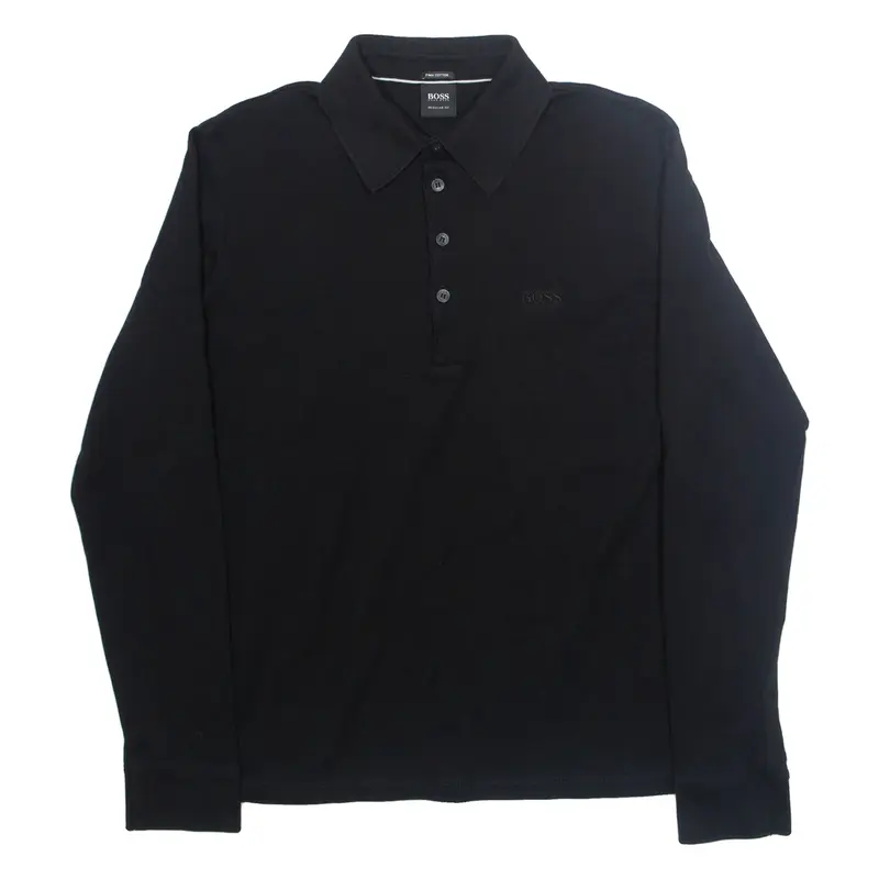 BOSS HUGO BOSS Mens Polo Shirt Black Long Sleeve M