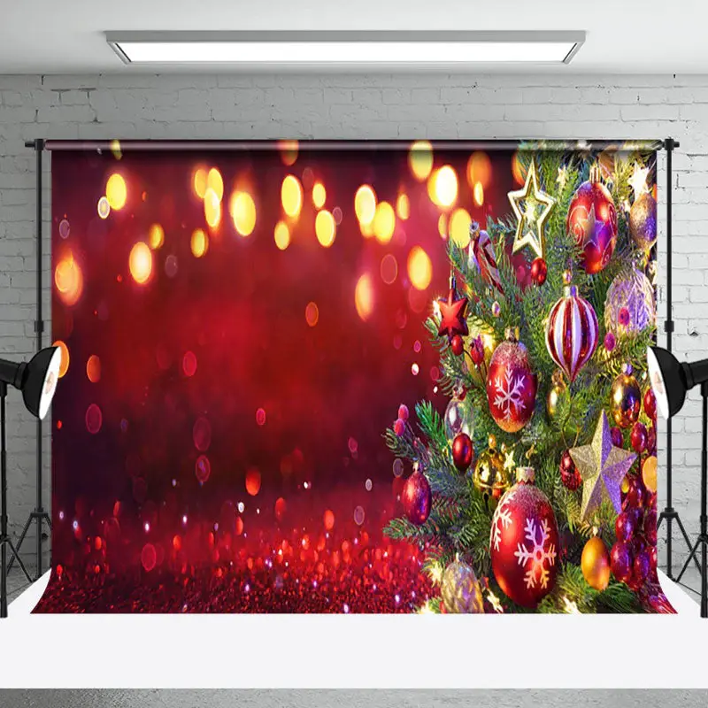 Aperturee Classic Red Bokeh Christmas Tree Decor Backdrop - Aperturee