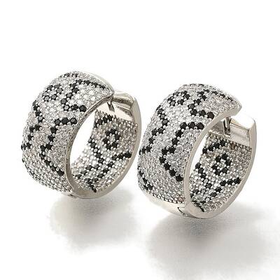 Rack Plating Brass Micro Pave Cubic Zirconia Hoop Earrings