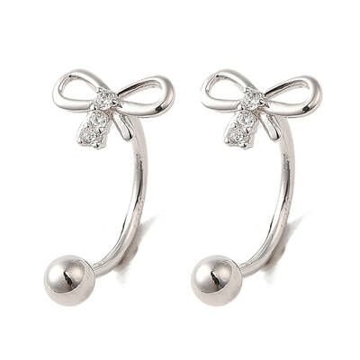 Rhodium Plated Sterling Silver Rhinestone Stud Earrings