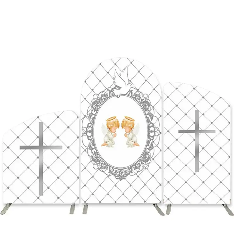 Aperturee Pigeon White Grid Twins Baby Shower Arch Backdrop Kit | Diy Chiara Backdrop Cover | Circle Arch Backdrop Diy | Diy ...