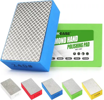 Diamond Hand Polishing Pads, 5PCS Diamond Sanding Pads Sanding Block Foam Backing Abrasive Grinding