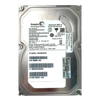 593333-001 HP 160GB 1.5Gb/s SATA 7200 3.5-inch Hard Drive