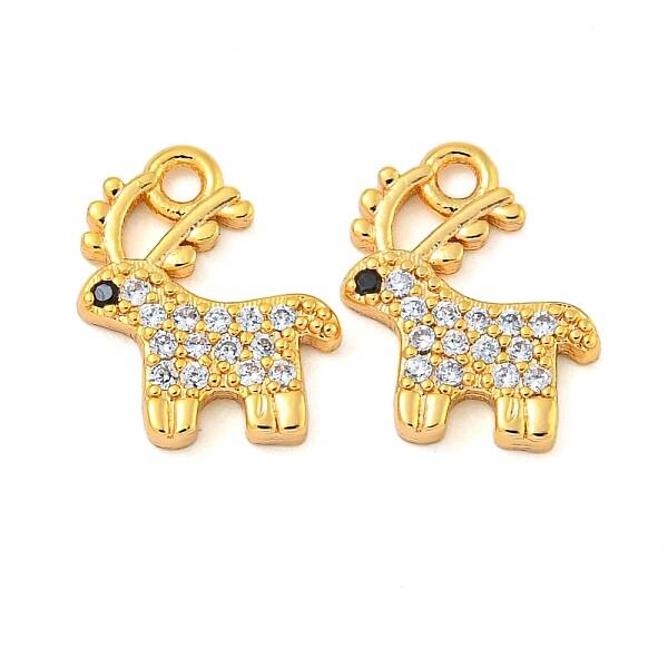 Christmas Theme Brass Clear Cubic Zirconia Pendants