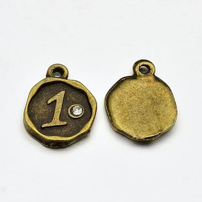 Antique Bronze Plated Alloy Rhinestone Charms