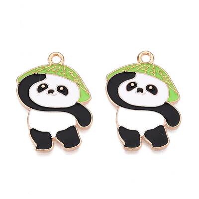 Panda Theme Alloy Enamel Pendants