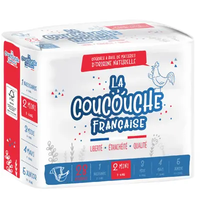 La Coucouche Française - Size 2 - Mini 3-6 kg - 28 diapers