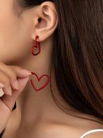 Fashion Hollow out Heart Design Hoop Earrings As Perfect Gift for Girlfriend, Elegant Women's Earrings for Party, Minimalist ...